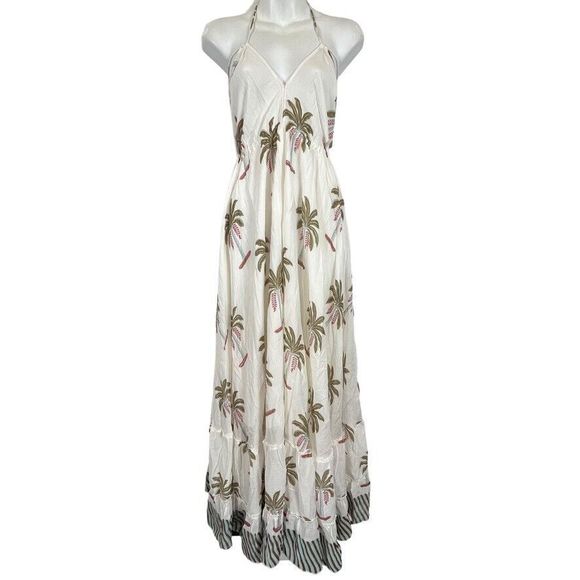 Roberta Roller Rabbit Morjim Palm Venezia Maxi Silk & Cotton Womens Dress NWT L - Picture 1 of 16